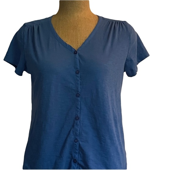 Orvis Blue v-neck button down Women's Top royal blue size small 100% cotton - Picture 1 of 7